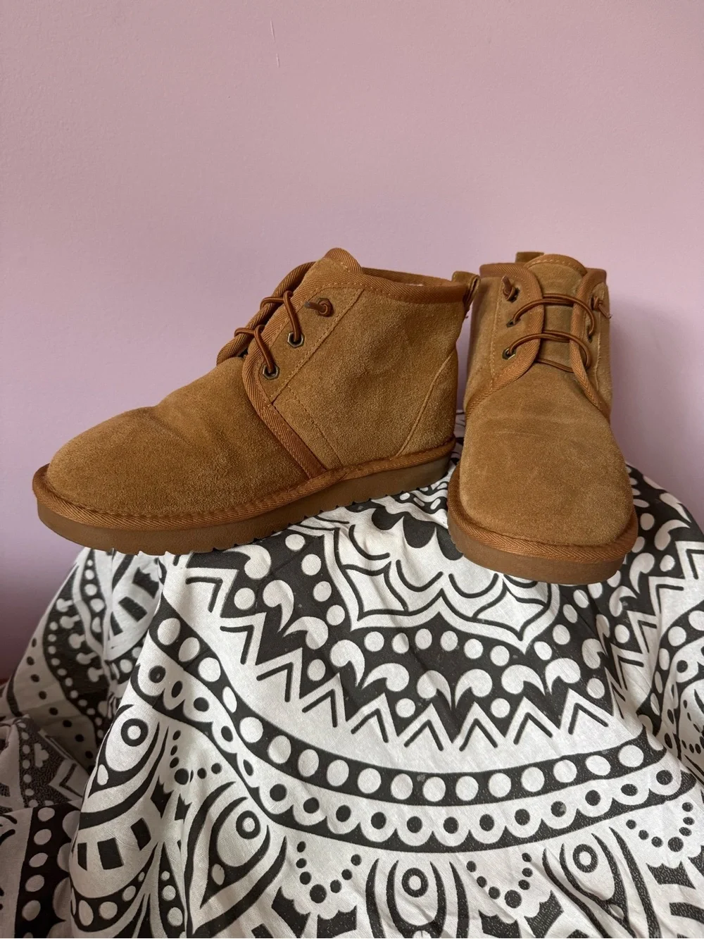 Menorcan Suede Ankle Booties in Camel - Unbranded